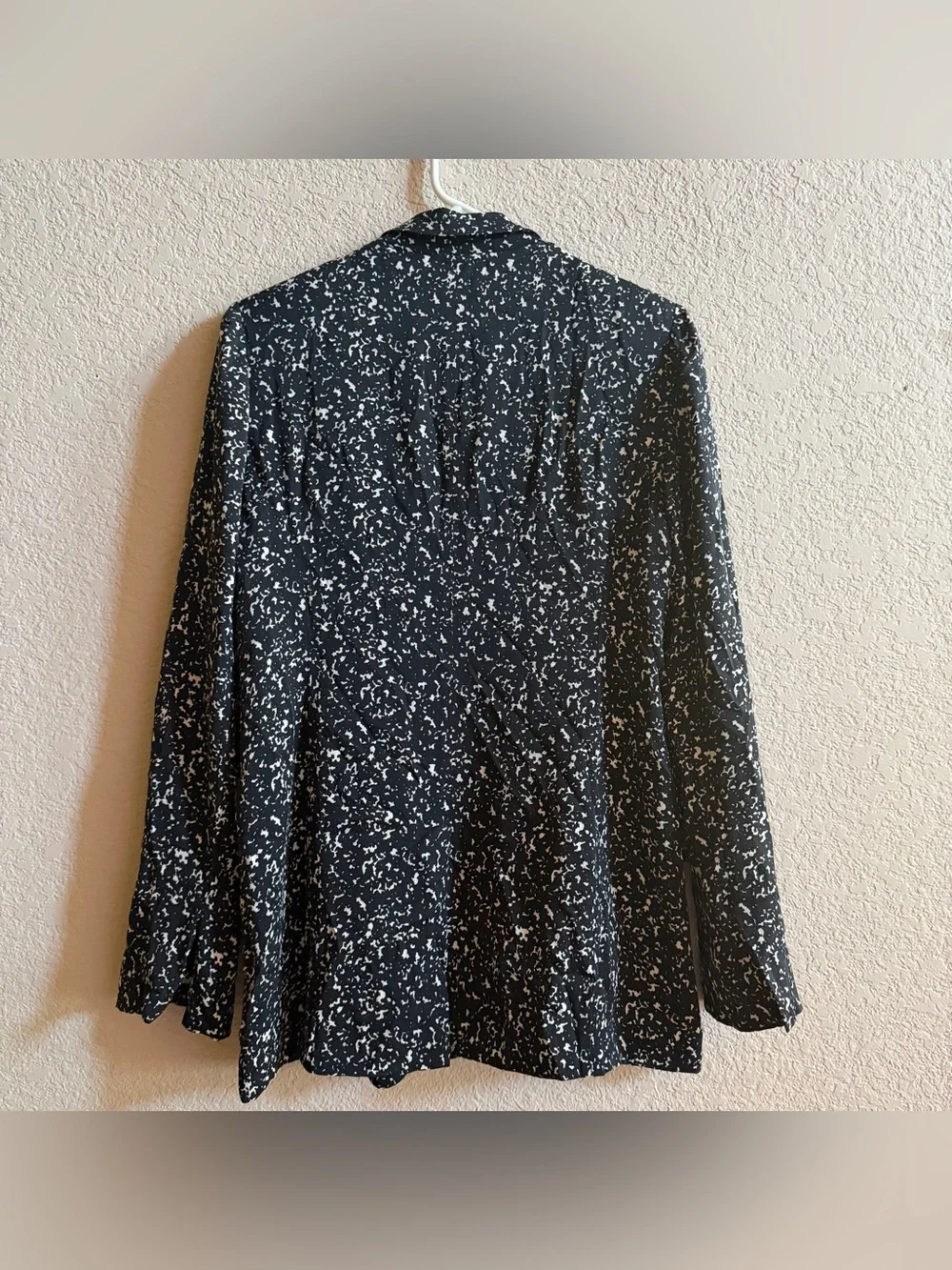 Diane Von Furstenberg Silk Blend Crepe Jacket Blazer Size 6 Black White Designer